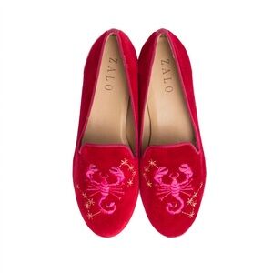 Zalo Scorpio Red Velvet Shoes